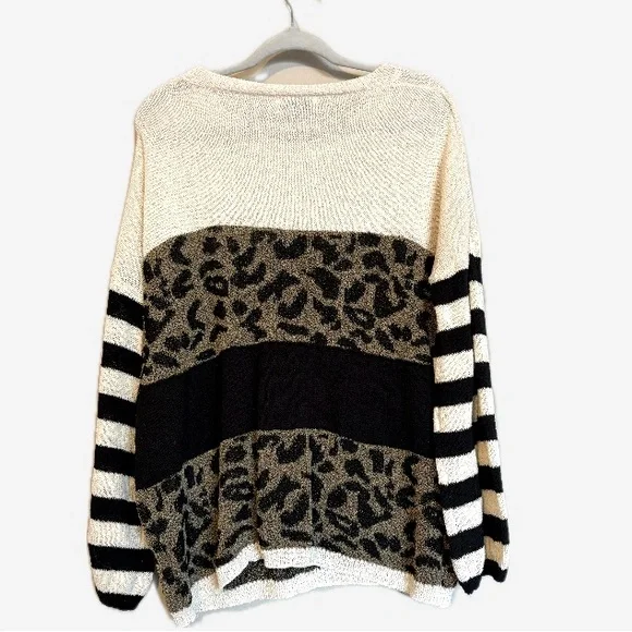 Pink Lily x Living My Best Style Animal Cat Print Pullover Sweater Size S - Picture 4 of 5